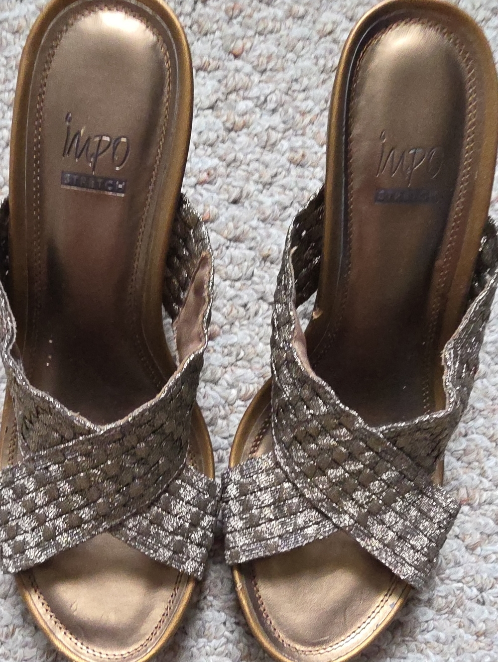 Impo Women's Metallic Bronze Woven Slide Mules